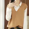 Colete Tricotado sem Mangas para Mulheres, Estilo Coreano Solto Casual, Top sem Mangas para Primavera e Outono, Nova Roupa de Exterior Feminina