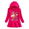 Otoño Comercio Exterior niña suéter con capucha vestido de punto caricatura bebé invierno algodón hoja de loto falda de unicornio