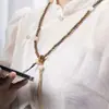 Nuevo Lanyard para Teléfono Móvil Colgante de Cuello Estilo Chino Sandalo Verde Bodhi Pata de Gato Cadena para Teléfono Móvil Anillo para Correr Loto de Mano