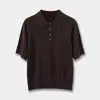 Camisa Polo de Punto de Mezcla de Lana Ajustada Marca C Marrón Azul Tejido 26 Nuevas Llegadas de Primavera 1327184004