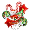 Globos de Papel de Aluminio Navideños Transfronterizos Bastón de Santa Claus Copo de Nieve Globos de Papel de Aluminio Globos de Decoración para Fiesta Navideña