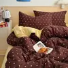 Juego de ropa de cama de cuatro piezas estilo americano con patrón de estrellas, algodón puro, algodón lavado, grado A, juego de sábana y funda de edredón 2026, adecuado para dormitorios de estudiantes, juego de tres piezas