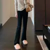 Leggings Negros Ligeramente Acampanados para Mujer Otoño/Invierno 2026 Modelo Nuevo, Forro Polar, Engrosados, Alta Elasticidad, Corte Ajustado, Pantalones Casuales para Uso Diario
