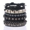 Pulseira de Corrente Punk de Camadas Múltiplas Nova Europeia e Americana Pulseira de Personalidade Masculina Acessórios de Joalheria Hip-hop com Rebites
