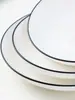 Linha Preta 6 Pratos Prato de Cerâmica Doméstico Prato de Louça Europeu Criativo Louça Estilo Ins Simples Prato de Frutas Bacia de Prato Prato de Café da Manhã