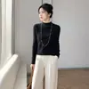 2026 Puyuan Source Andy Veludo Meia-Alta Gola Redonda Alta Elasticidade Manga Longa Slim Fit Top Base Camisa Base Roupa Íntima Feminina