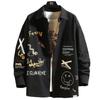 Gran Venta Filtrada de Camisas de Manga Larga con Graffiti de Bajo Precio para Primavera y Otoño para Hombres para Usar en el Trabajo, Camisas Casuales Resistentes a las Manchas y al Desgaste de Tallas Grandes