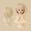 Peluca para Muñeca BJD 346 Puntos Flequillo de Seda Suave Cabello Corto Liso Bob Estilo Bebé Disfraz Cabeza Falsa