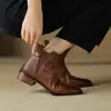 Botas Chelsea de Couro Macio Novas 2023 Elástico Botas Únicas Salto Grosso Cano Curto Botas de Cano Curto Estilo Britânico