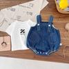 Mono de mezclilla de estilo coreano para bebé, para verano 2026, para niños y niñas, moderno atuendo para gateo de infantes