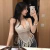 Camisola Encriptada para Mujer con Cordones Tejida con Aberturas Espalda Descubierta Hermosa Camiseta Tubo Sexy para la Playa Conjunto de Dos Piezas para Vacaciones
