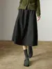 Falda de Capullo de Flor para Mujer 2025 Invierno Nuevo Diseño con Abertura Gris Falda de Lana Berkeley de Corte A con Forma de Pera