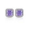 Pendientes Cuadrados Geométricos con Corte de Flor de Hielo Brillantes de Diamante de Alto Carbono Estilo Europeo y Americano Transfronterizos Moda de Lujo Ligero Pendientes de Circonita