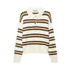 Atacado de Roupas Femininas Transfronteiriças 2026 Primavera Novo Estilo Estilo College Moda Simples Listrado Gola Polo Tricô