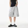 Deportes Americanos Pantalones Cortos Negros para Hombre Verano 2025 Nuevos Pesados Anchos Casuales Pantalones de Cinco Puntos Sueltos Pantalones de Seis Puntos