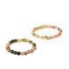 Anillo Ultra Fino de Turmalina Arcoíris de 2 mm para Mujer, Bolitas Redondas Pequeñas de Turmalina, Anillo Colorido de Otoño e Invierno, En Stock
