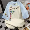 Versão Coreana da Camiseta Solta de Manga Curta de Comprimento Médio Estampada com Crayon Shin-Chan para Homens e Mulheres, Tops de Casal Ins de Verão