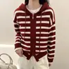 Cárdigan Suéter de Punto Rayado para Mujer de Otoño con un Diseño Único y de Alta Gama, Chaqueta Top Nuevo Estilo 2025
