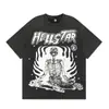 Hermosa Moda Hell Star Ins Mismo Estilo Vintage Estampado Top para Hombre y Mujer Casual a la Moda Algodón Puro Lavable Camiseta de Manga Corta