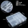 Caja de plástico transparente portátil desmontable de 14 compartimentos multi-compartimento con tapa para caja de almacenamiento de juguetes de cuentas DIY, herramientas de ferretería, joyería