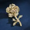 Broche Japonês e Coreano de Zircônia Colorida de Alta Qualidade para Mulheres, Alfinete de Lapela para Terno, Flor de Zircônia Completa com Pérola, Acessórios de Corsage de Luxo