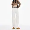 Jeans Marrom Wide Leg Cintura Alta Feminino Outono 2024 Novo Versátil Solto Slim Fit Calça Reta