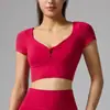 Roupas de yoga leves, com sensação de "quase nada", para mulheres, de secagem rápida, respiráveis, tops esportivos de manga curta e manga longa, tops de fitness, em estoque, direto do fabricante