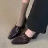 Zapatos de vestir simples retro Chuyuji 2026, diseño elegante y versátil, tacón grueso, punta fina, nuevos mocasines de otoño e invierno