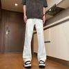 Calça Jeans Branca Lavada para Homem, Calça Flare de Perna Larga Fina de Verão, Calça Casual Slim Fit