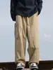 Pantalones de Trabajo Azul Marino para Hombre Verano Estilo Cityboy Japonés Pantalones Trendy Sueltos Rectos Casuales