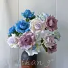 3 Rosas Artificiais Elsa para Decoração de Cena de Casamento, Decoração de Casa e Hotel, Rosas para Atacado Transfronteiriço