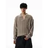 Suéter Retro Americano Estilo Old Money con Cuello Polo Texturizado para Hombres y Mujeres, Punto Holgado de Alto Nivel Estilo Perezoso para Otoño e Invierno