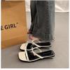 Elegantes y Hermosas Sandalias de Verano Estilo Francés para Mujer, Moda de Alta Gama para Uso al Aire Libre, Nuevo Modelo 2026, Chanclas Planas Plateadas para Salir