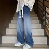 Pantalones vaqueros degradados al por mayor, cintura casual, estilo americano y japonés, lavados, versátiles, retro, high-street, largos, elásticos, adecuados para primavera y otoño