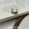 Anel Vintage Estrelado Azul Desgastado, Design Único de Nicho, Anel Aberto Versátil Empilhável