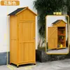 Gabinete de Almacenamiento para Exteriores, Gabinete de Limpieza de Madera Maciza, Gabinete de Herramientas, Cobertizo para Herramientas de Jardín a Prueba de Lluvia y Sol, Caja de Utilidad para Jardinería, Gabinete de Almacenamiento