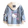 HelloKitty Hello Kitty Lindo Dibujo Animado Estampado Primavera y Otoño Nuevo Abrigo Dulce Top de Mezclilla Trendy