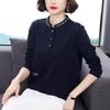 Temperamento Camiseta Feminina Nova de Manga Comprida, Roupa Externa Solta, Estilo Estrangeiro, Top para Mães de Meia-Idade e Idosas, Camiseta Básica