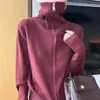Nuevo Estilo Otoño e Invierno 2026 Cárdigan de Punto de Terciopelo Andy de Cuello Alto de Manga Larga con Doble Cremallera de Color Puro Holgado y Versátil para Mujer