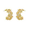 Pendientes de Gimnasio de Lujo Ligero de Alta Gama con Forma de C Moda Versátiles Pendientes de Circonita Microincrustada Plata S925 Aguja Pendientes Explosivos