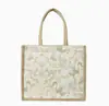 Bolsa de Ombro de Linho Floral Elegante em PU Moda Nova Grande Capacidade Bolsa de Linho Feminina Bolsa Tote para Trabalho e Dia a Dia