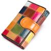 Carteira de Mão Feminina Carteira Longa Colorida Costurada Porta-Moedas Feminina Bolsa com Zíper para Celular Carteira de Couro Atacado