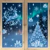 Decoraciones navideñas, nieve y hielo cálidos de invierno, renos, pegatinas de vidrio de Santa Claus, muñeco de nieve, pegatinas electrostáticas de árbol de Navidad