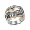 Cao Shi superventas explosiones creativas líneas geométricas entrelazadas anillo de dos colores serpenteante tendencia joyería anillo venta al por mayor