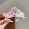 Estilo Coreano Princesa de Hielo y Nieve Corona Rosa Diadema Brillante Sencillo con Diamantes para Niños Niñas Año Nuevo Accesorios Azules Dinastía Han