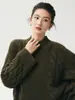 Suéter de cashmere com trança e gola redonda estilo preguiçoso para mulheres, caimento solto, grosso e quente, de lã para outono e inverno
