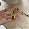 Collar minimalista de cordón de cuero estilo coreano con colgante ovalado, diseño único, cadena versátil para suéter, gargantilla diaria para mujeres