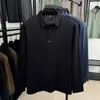 Camiseta gola polo de manga comprida para primavera e outono, cor sólida, top POLO casual solto, camisa base casual para negócios para homens de meia-idade