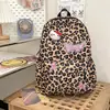 Mais Fácil de Combinar Estilo Coreano Estampa de Leopardo Estilo Ins Mochila Fofa Grande Capacidade Macia Menina Menina Mochila Leve Bolsa para Estudante Universitário