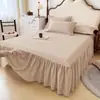 Novo modelo 2026 saia de cama de solteiro escovada 100% algodão, conjunto de peça única de três peças, conjunto de capa de edredom de quatro peças